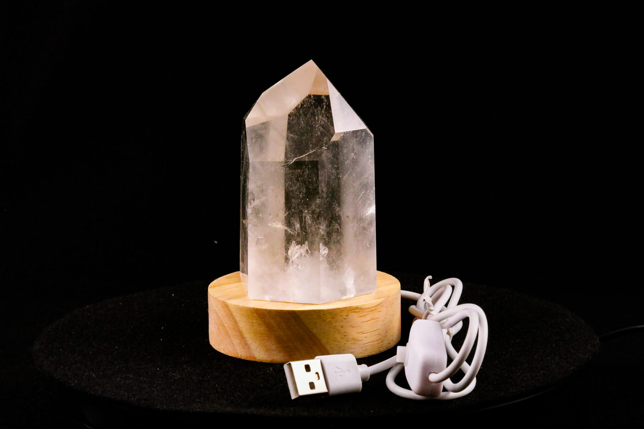 Quartz Crystal with Lighted Base